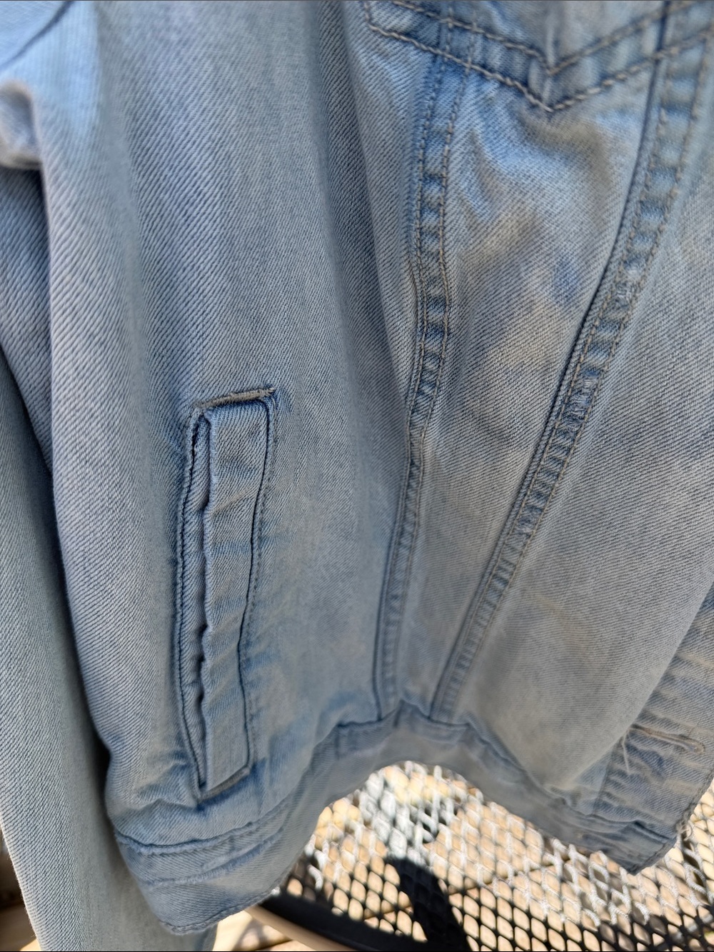 STYLUS Distressed Light Blue Denim Trucker Jacket - Picture 6 of 8